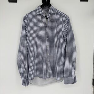 Stenstroms White & Blue Patterned Dress Shirt Sz 15.5 Mens